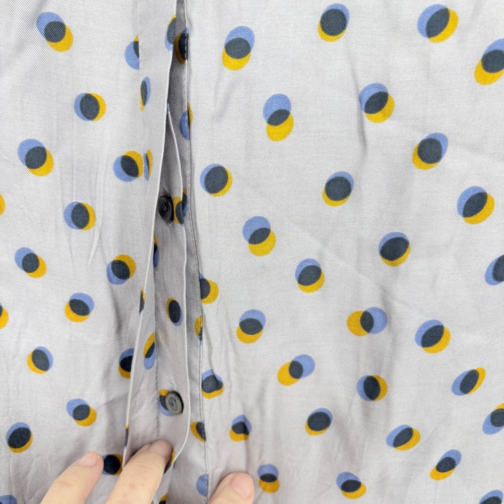 Boden Sz 10  Gray Polka  Dot Ruffle Button Down‎ Blouse Long Sleeve Silk Blend - Picture 5 of 12